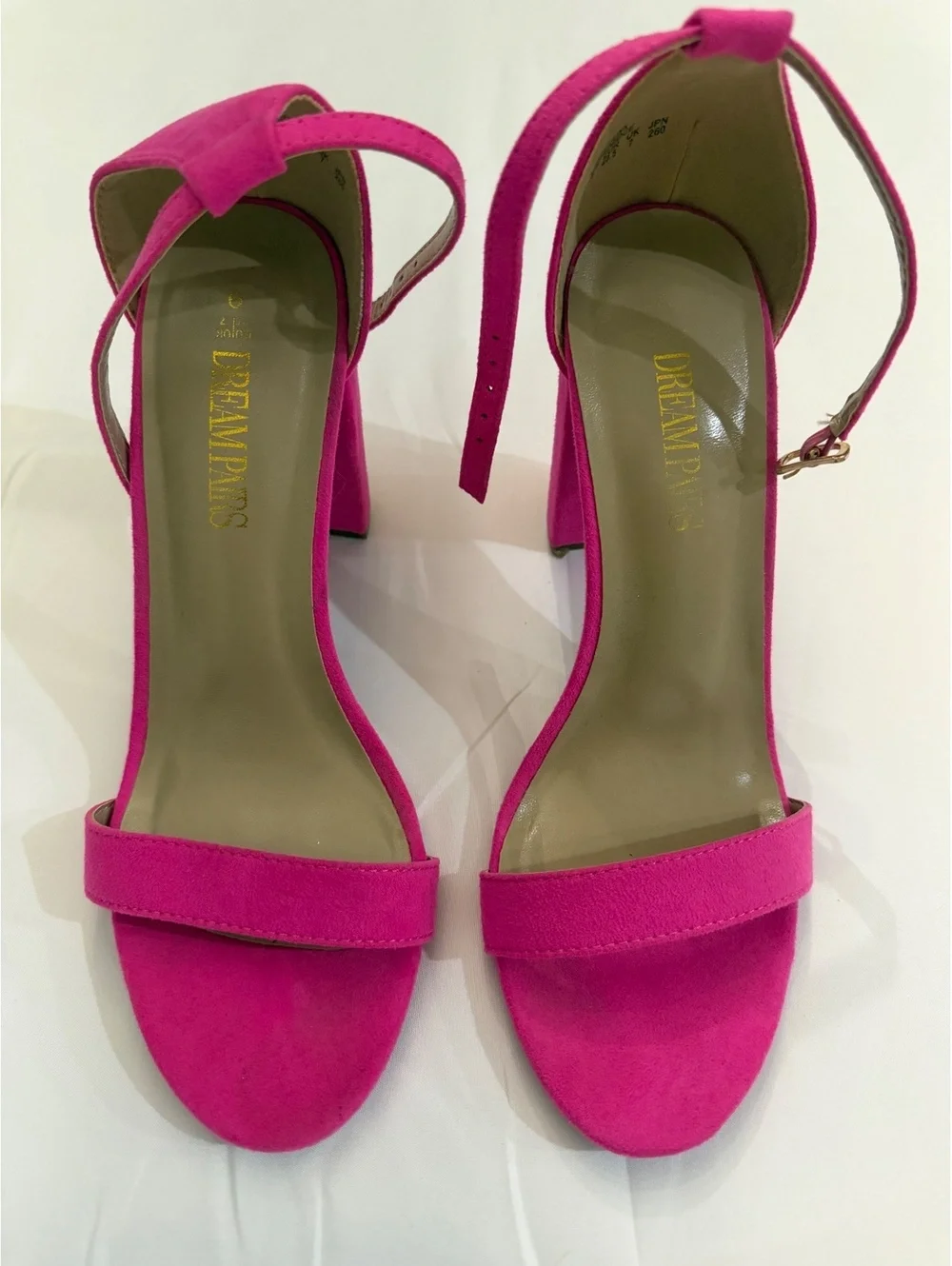 Dream Pairs Women's Pink Suede Block Heel Sandals